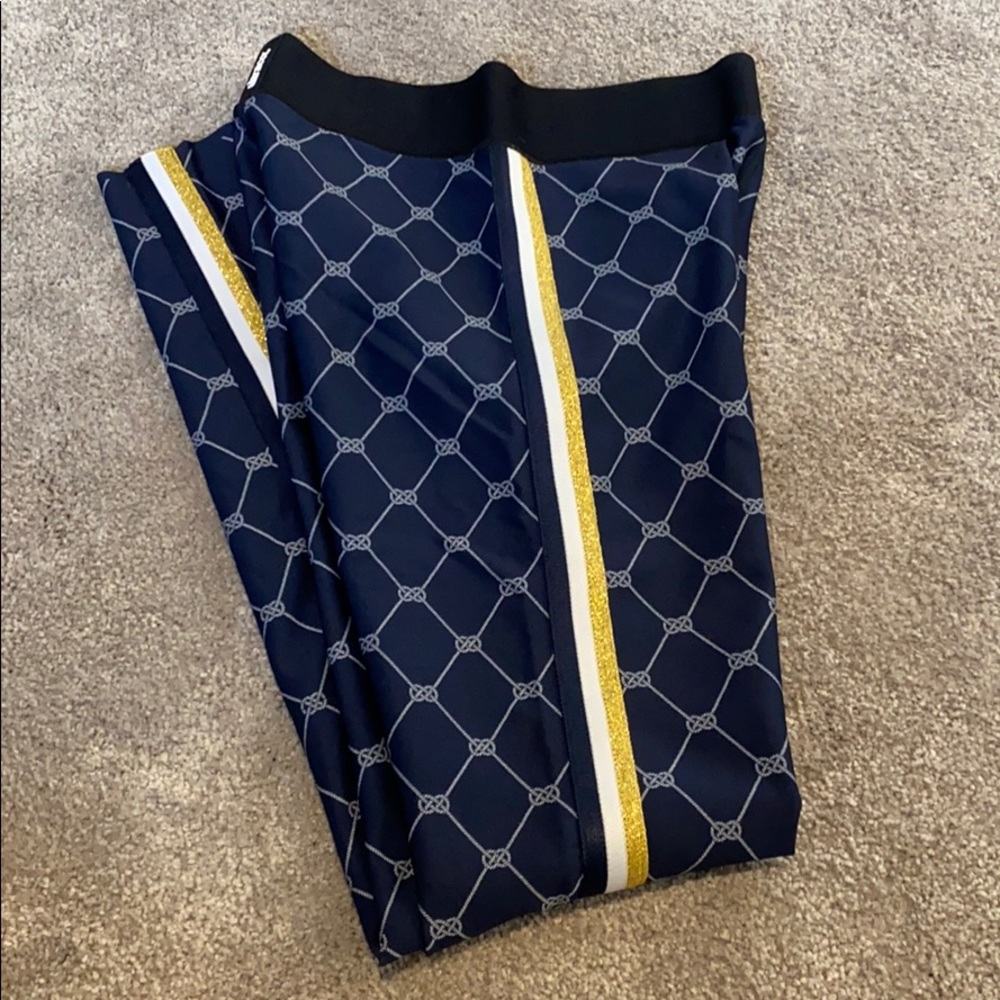 ultracor Navy Blue Leggings with Gold & White Side Stripe